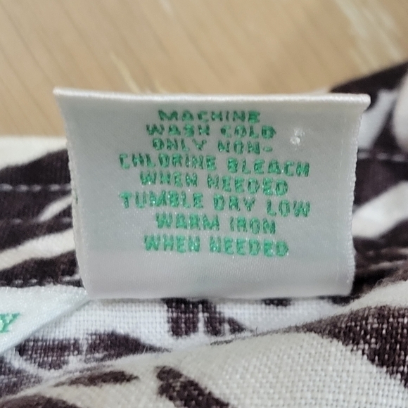 Laura Ashley 100% linen 3/4 sleeve brown/white abstract print tunic size LP - Picture 6 of 6